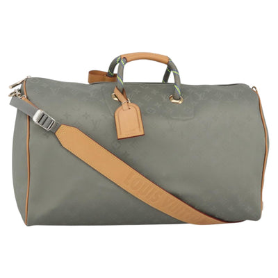 LOUIS VUITTON Titanium Keepall Bandouliere 50 Bag Gray M43886 LV Auth YKZ839SM