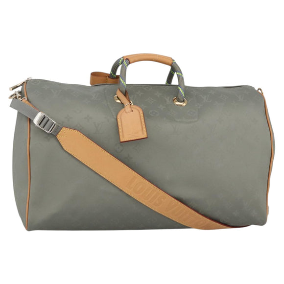 LOUIS VUITTON Titanium Keepall Bandouliere 50 Bag Gray M43886 LV Auth YKZ839SM
