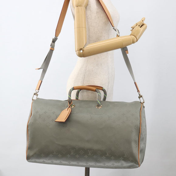 LOUIS VUITTON Titanium Keepall Bandouliere 50 Bag Gray M43886 LV Auth YKZ839SM