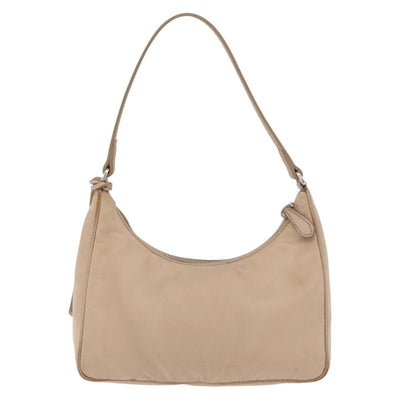 PRADA Hand Bag Nylon Beige Gold Auth YKZ848A - 0