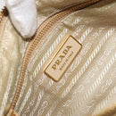 PRADA Schoudertas met Ketting Nylon Wit Goud Auth YKZ849A-18