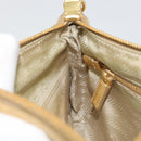 PRADA Schoudertas met Ketting Nylon Wit Goud Auth YKZ849A-20