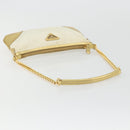 PRADA Chain Shoulder Bag Nylon White Gold Auth YKZ849A-7