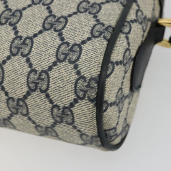 GUCCI GG Supreme Sherry Line Shoulder Bag PVC Navy Gold Red Auth YKZ858