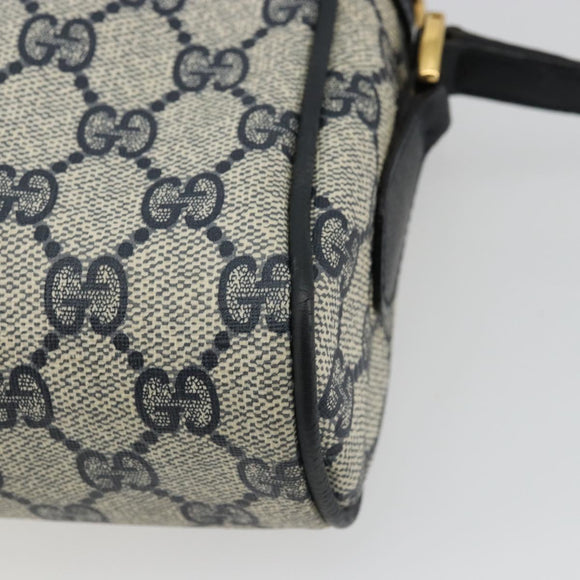 GUCCI GG Supreme Sherry Line Shoulder Bag PVC Navy Gold Red Auth YKZ858