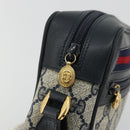 GUCCI GG Supreme Sherry Line Shoulder Bag PVC Navy Gold Red Auth YKZ858-10