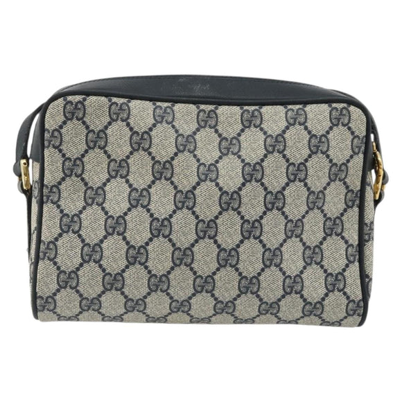 GUCCI GG Supreme Sherry Line Shoulder Bag PVC Navy Gold Red Auth YKZ858