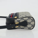 GUCCI GG Supreme Sherry Line Shoulder Bag PVC Navy Gold Red Auth YKZ858-4