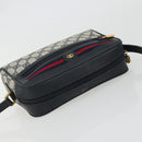 GUCCI GG Supreme Sherry Line Shoulder Bag PVC Navy Gold Red Auth YKZ858-6