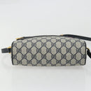 GUCCI GG Supreme Sherry Line Shoulder Bag PVC Navy Gold Red Auth YKZ858-5