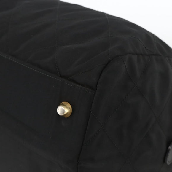PRADA Boston Bag Nylon Black Gold Auth YKZ869