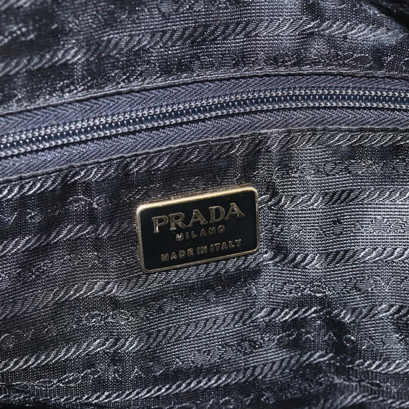 PRADA Boston Bag Nylon Black Gold Auth YKZ869