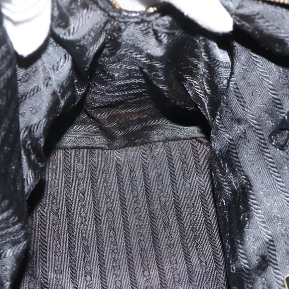 PRADA Boston Bag Nylon Black Gold Auth YKZ869