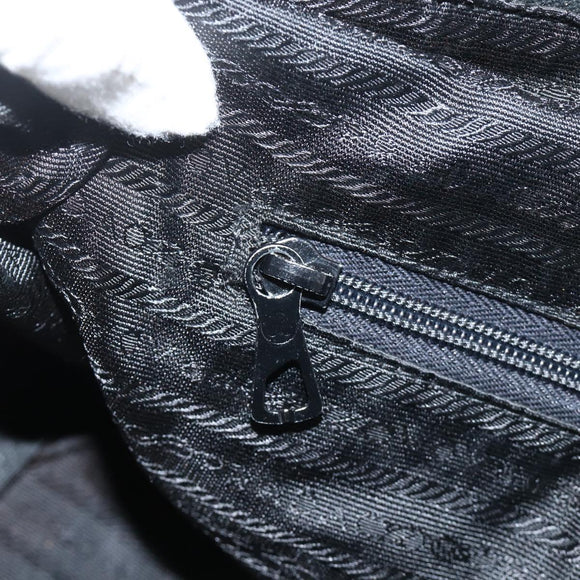 PRADA Boston Bag Nylon Black Gold Auth YKZ869