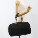 PRADA Boston Bag Nylon Black Gold Auth YKZ869-24