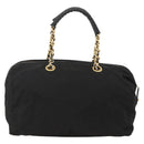 PRADA Boston Bag Nylon Black Gold Auth YKZ869-3