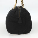 PRADA Boston Bag Nylon Black Gold Auth YKZ869-5