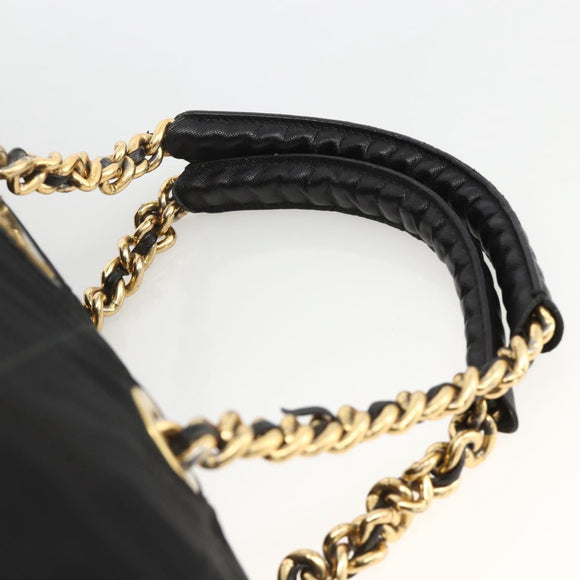 PRADA Boston Bag Nylon Black Gold Auth YKZ869