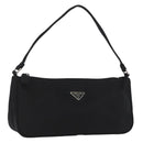 PRADA Accessory Pouch Nylon Black Silver Auth YKZ871A-1