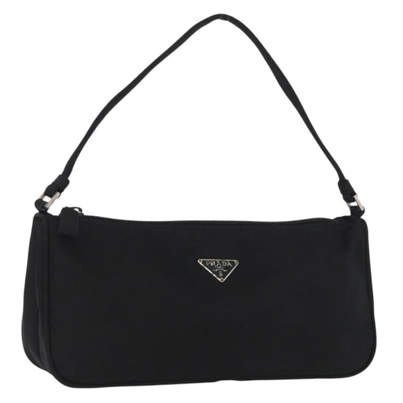 PRADA Accessory Pouch Nylon Black Silver Auth YKZ871A