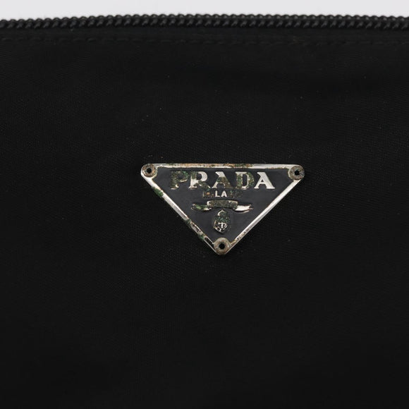PRADA Accessory Pouch Nylon Black Silver Auth YKZ871A