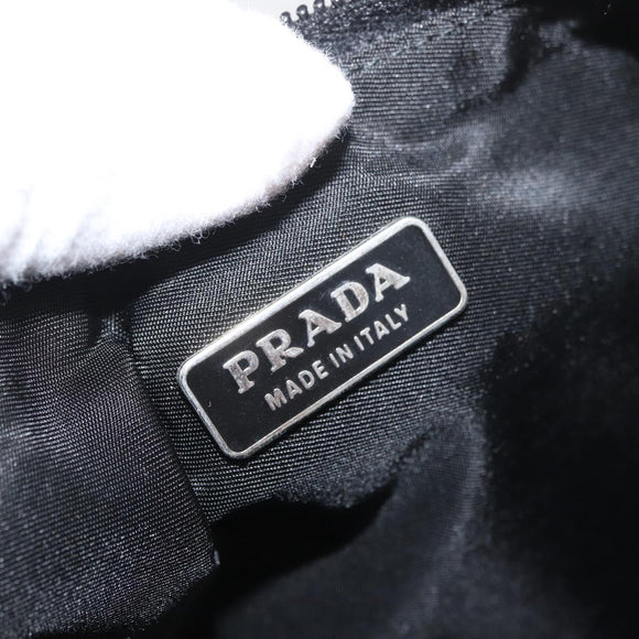 PRADA Accessory Pouch Nylon Black Silver Auth YKZ871A