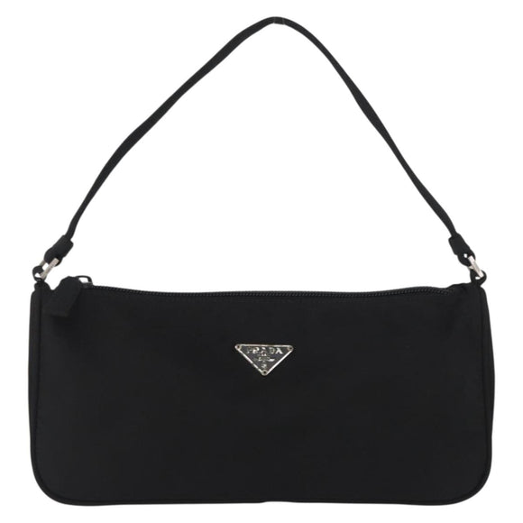 PRADA Accessory Pouch Nylon Black Silver Auth YKZ871A