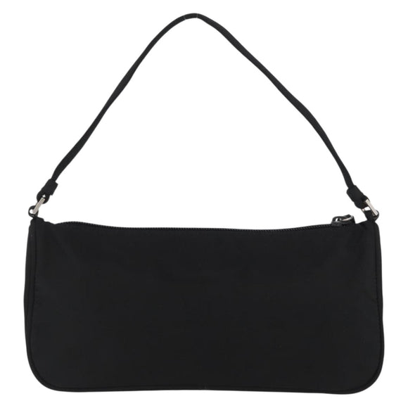 PRADA Accessory Pouch Nylon Black Silver Auth YKZ871A