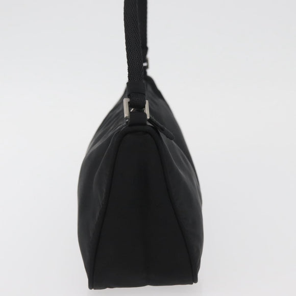 PRADA Accessory Pouch Nylon Black Silver Auth YKZ871A
