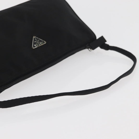 PRADA Accessory Pouch Nylon Black Silver Auth YKZ871A