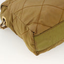 PRADA Chain Shoulder Bag Nylon Beige Gold Auth YKZ873-13