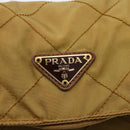 PRADA Chain Shoulder Bag Nylon Beige Gold Auth YKZ873-14
