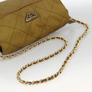 PRADA Chain Shoulder Bag Nylon Beige Gold Auth YKZ873-7