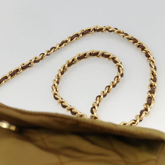 PRADA Chain Shoulder Bag Nylon Beige Gold Auth YKZ873