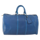 LOUIS VUITTON Epi Keepall 45 Boston Bag Blue M42975 LV Auth YKZ880A-1