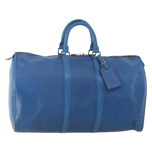 LOUIS VUITTON Epi Keepall 45 Boston Bag Blue M42975 LV Auth YKZ880A