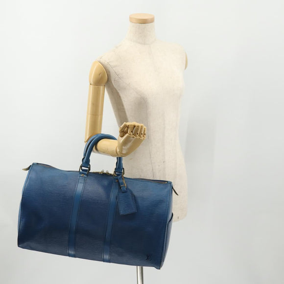 LOUIS VUITTON Epi Keepall 45 Boston Bag Blue M42975 LV Auth YKZ880A