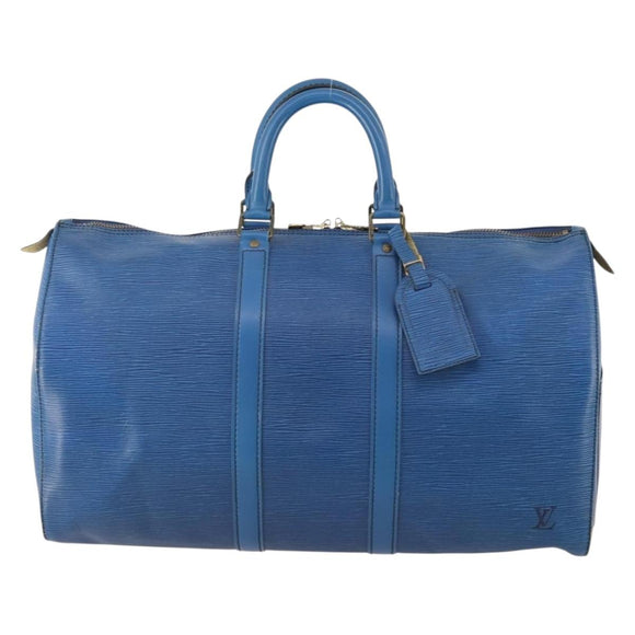 LOUIS VUITTON Epi Keepall 45 Boston Bag Blue M42975 LV Auth YKZ880A