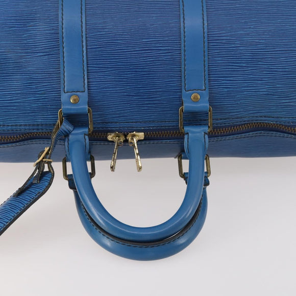 LOUIS VUITTON Epi Keepall 45 Boston Bag Blue M42975 LV Auth YKZ880A