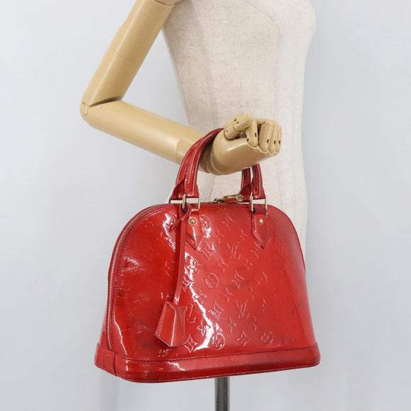 LOUIS VUITTON Vernis Alma PM Hand Bag Rouge Grunadine M91693 LV Auth YKZ887