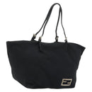 FENDI Tote Bag Nylon Black Silver Auth YKZ893-1