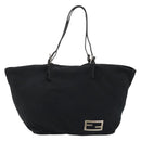 FENDI Tote Bag Nylon Black Silver Auth YKZ893-13