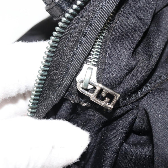 FENDI Tote Bag Nylon Black Silver Auth YKZ893
