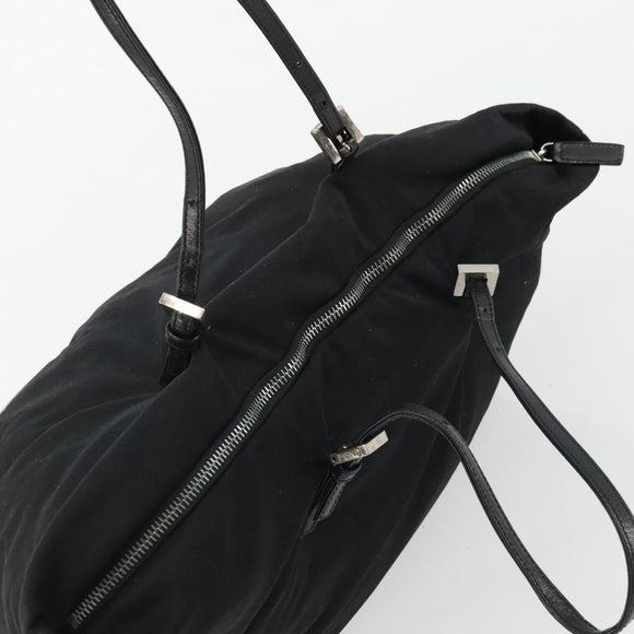 FENDI Tote Bag Nylon Black Silver Auth YKZ893