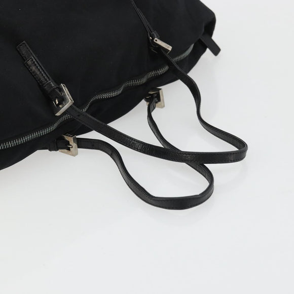 FENDI Tote Bag Nylon Black Silver Auth YKZ893