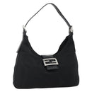 FENDI Mamma Baguette Shoulder Bag Nylon Black Silver Auth YKZ897-1
