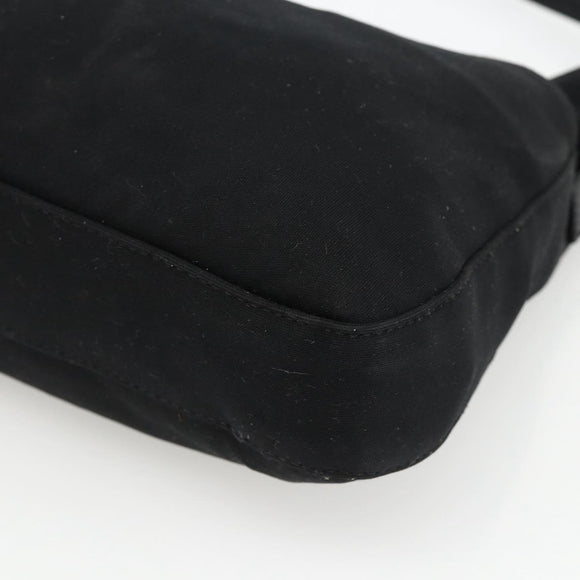 FENDI Mamma Baguette Shoulder Bag Nylon Black Silver Auth YKZ897