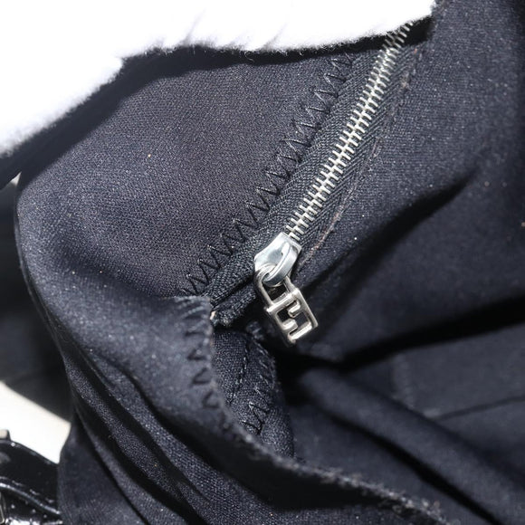 FENDI Mamma Baguette Shoulder Bag Nylon Black Silver Auth YKZ897