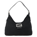 FENDI Mamma Baguette Shoulder Bag Nylon Black Silver Auth YKZ897-13