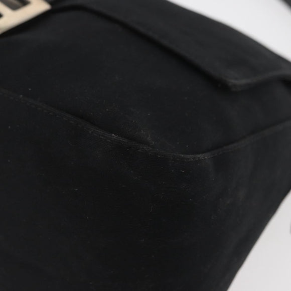 FENDI Mamma Baguette Shoulder Bag Nylon Black Silver Auth YKZ900